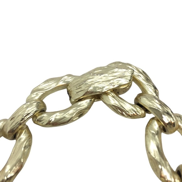 3/$30 GOLD TONE BRACELET RHINESTONE CHAIN LINK TEXTURED CHUNKY - Picture 5 of 14